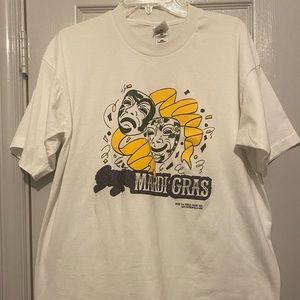 Vintage Single stitch Bayou Marie Gras White tee XL